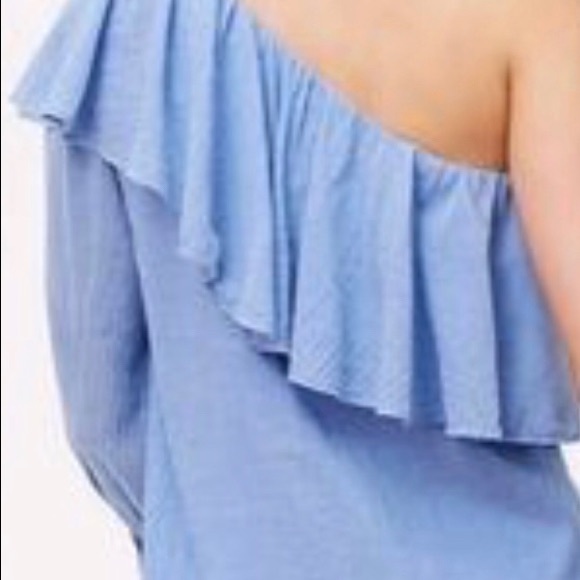 Loft chambray ruffled one shoulder top - Picture 2 of 5